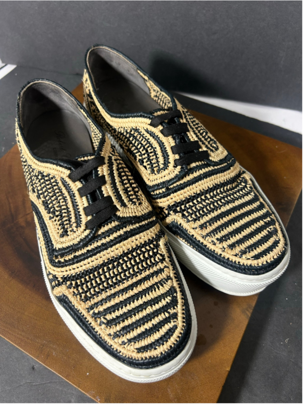 Robert Clergerie Teba Woven Raffia Sneakers Germany EU 40 US 8.5